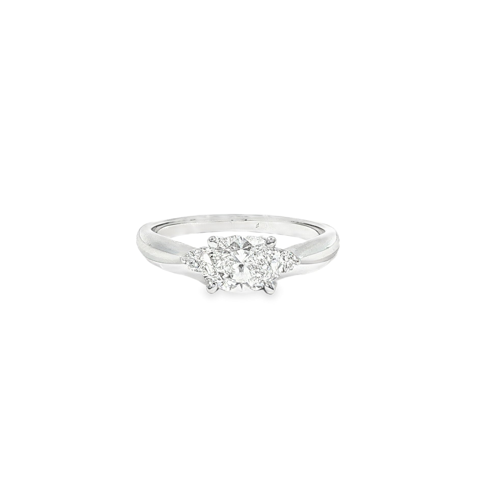 Anillo Tricillo Atemporal de Oro Blanco 18K Diamantes de Laboratorio