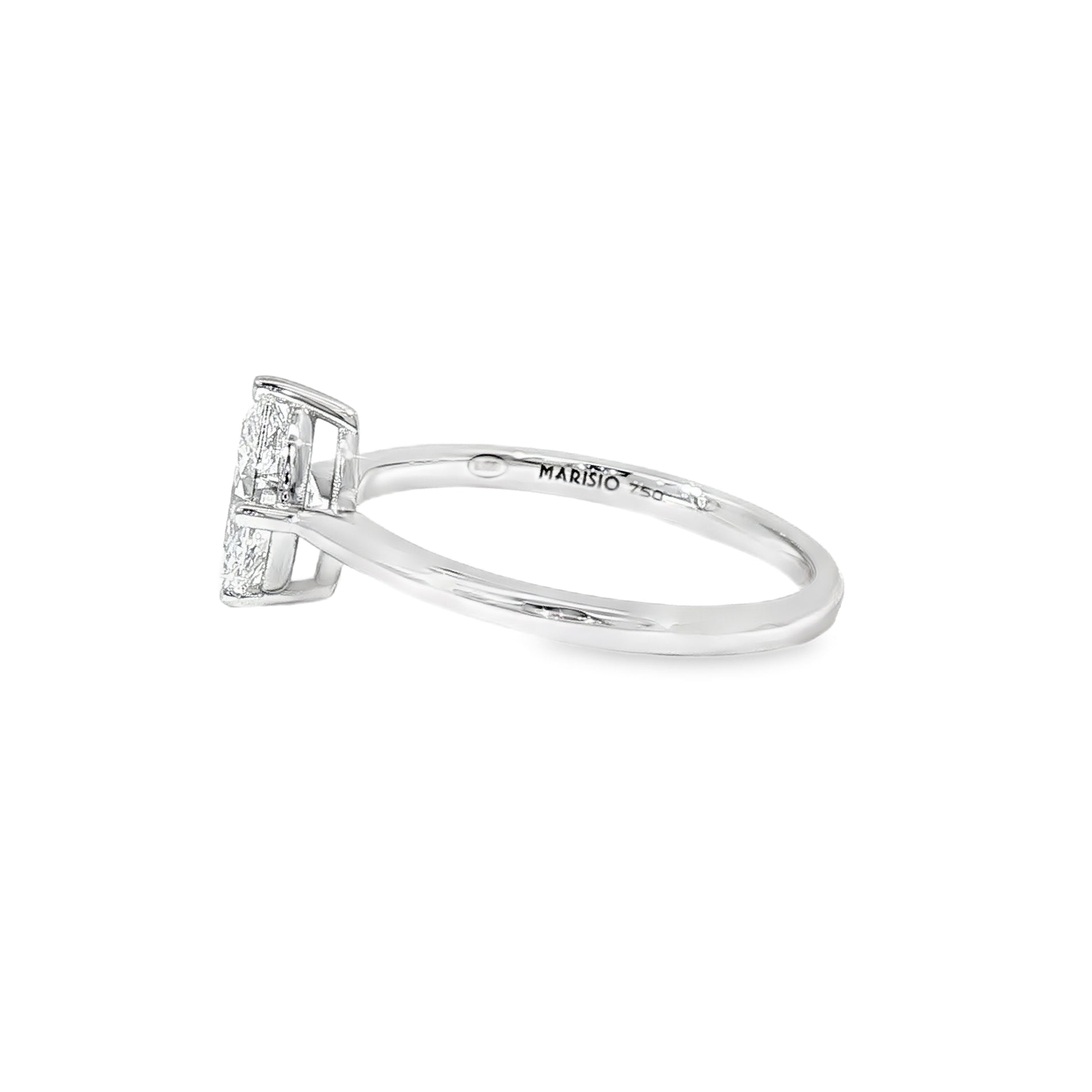 Anillo Solitario Oval de Oro Blanco 18K Diamante de Laboratorio