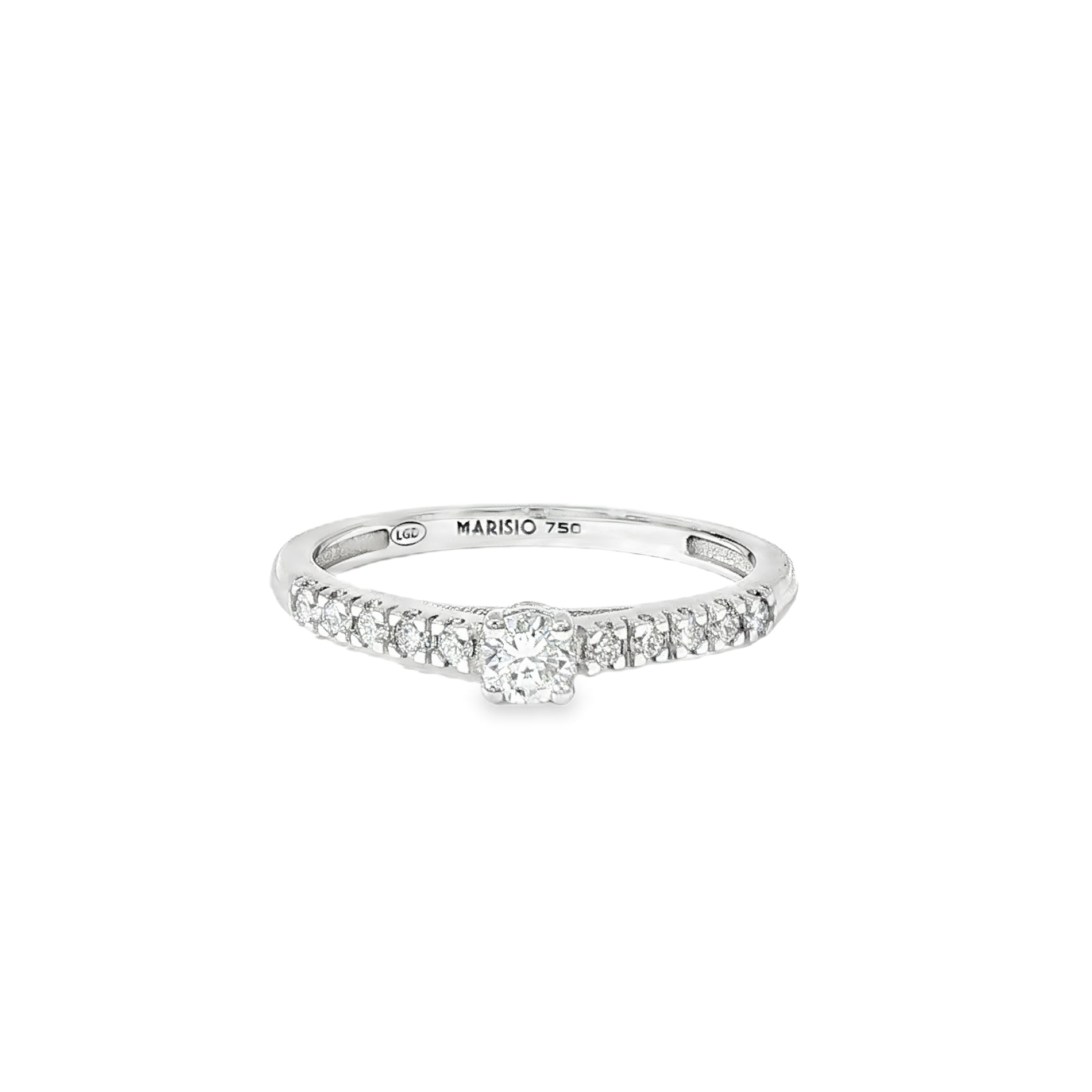 Anillo Solitario en Pavé de Oro Blanco 18K Diamantes de Laboratorio