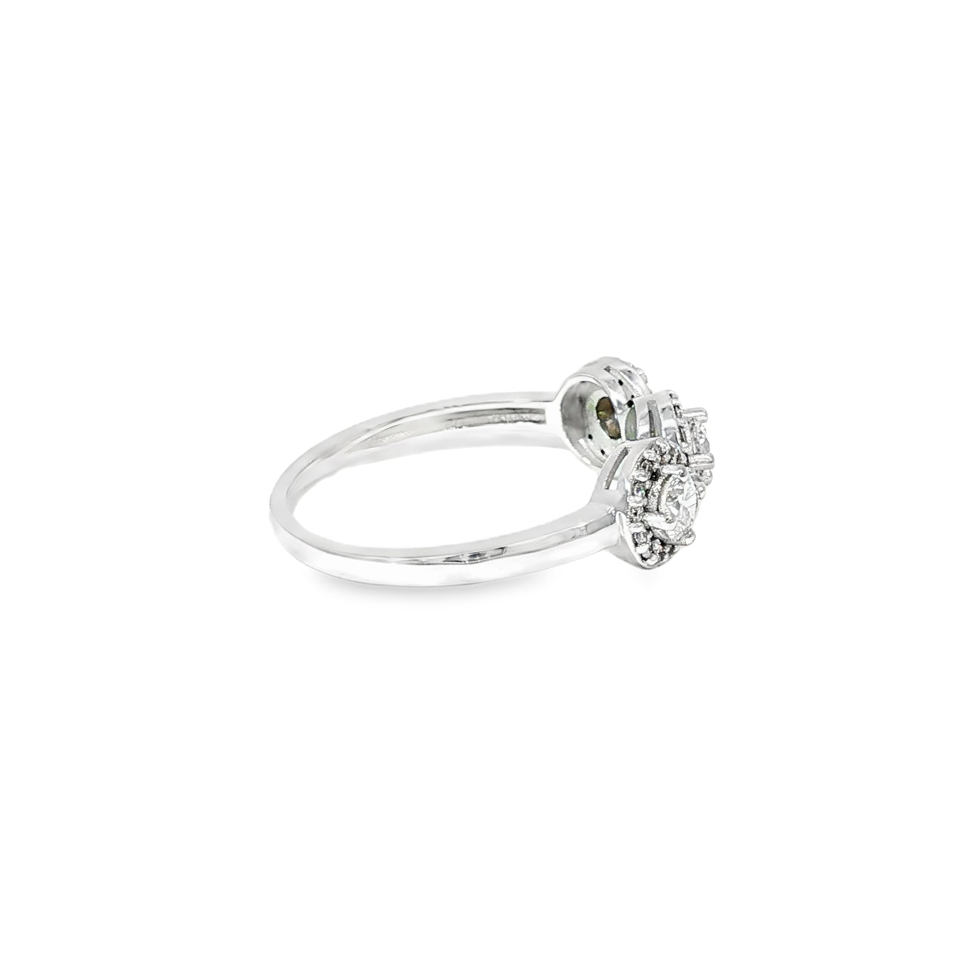Anillo Tricillo Halo de Oro Blanco 18K Diamantes de Laboratorio
