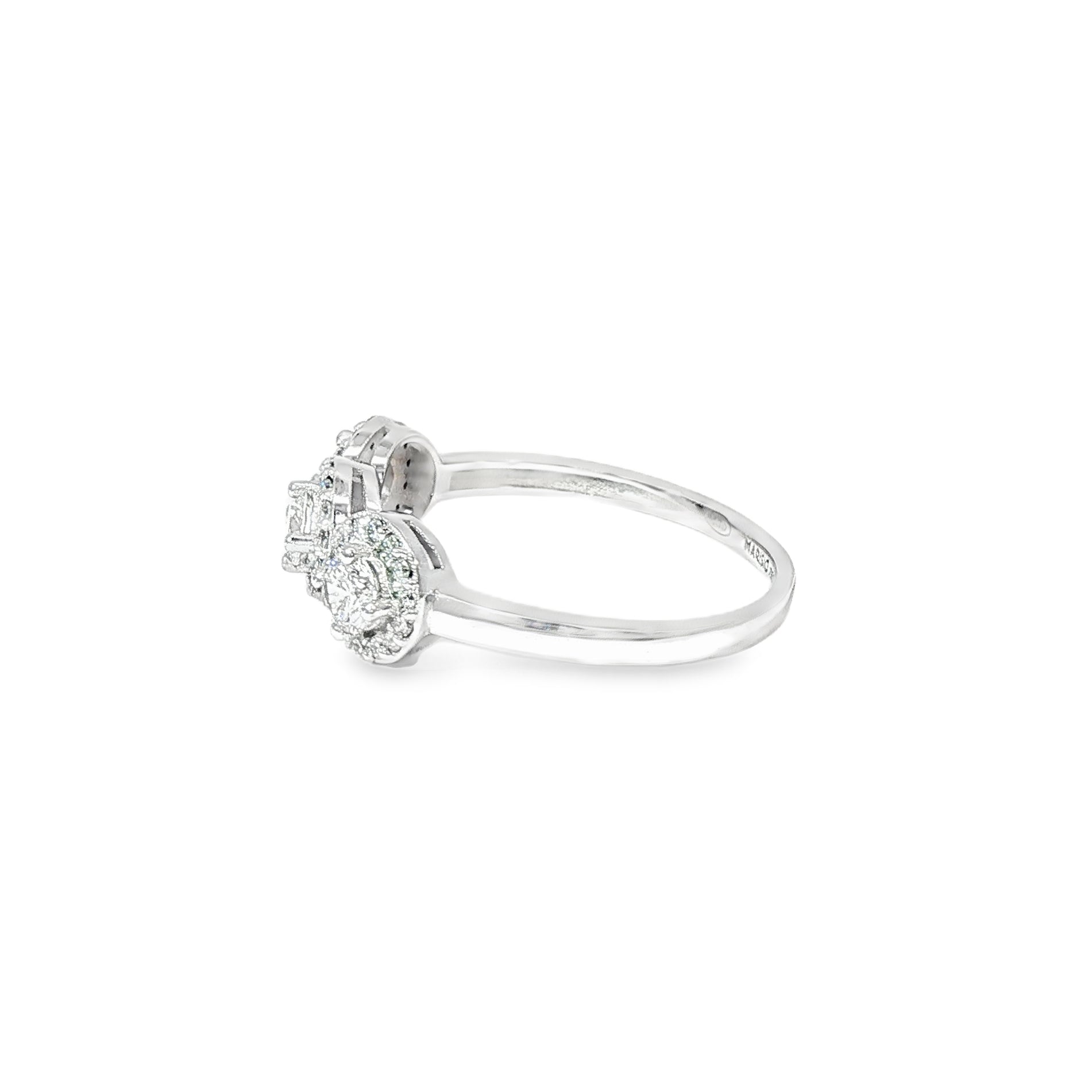 Anillo Tricillo Halo de Oro Blanco 18K Diamantes de Laboratorio