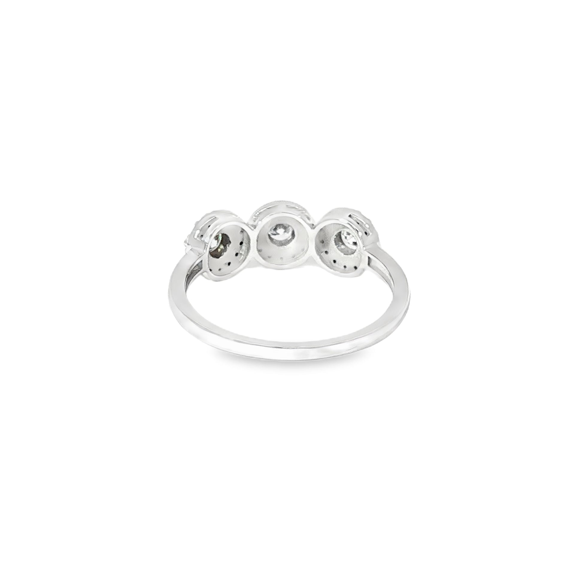 Anillo Tricillo Halo de Oro Blanco 18K Diamantes de Laboratorio