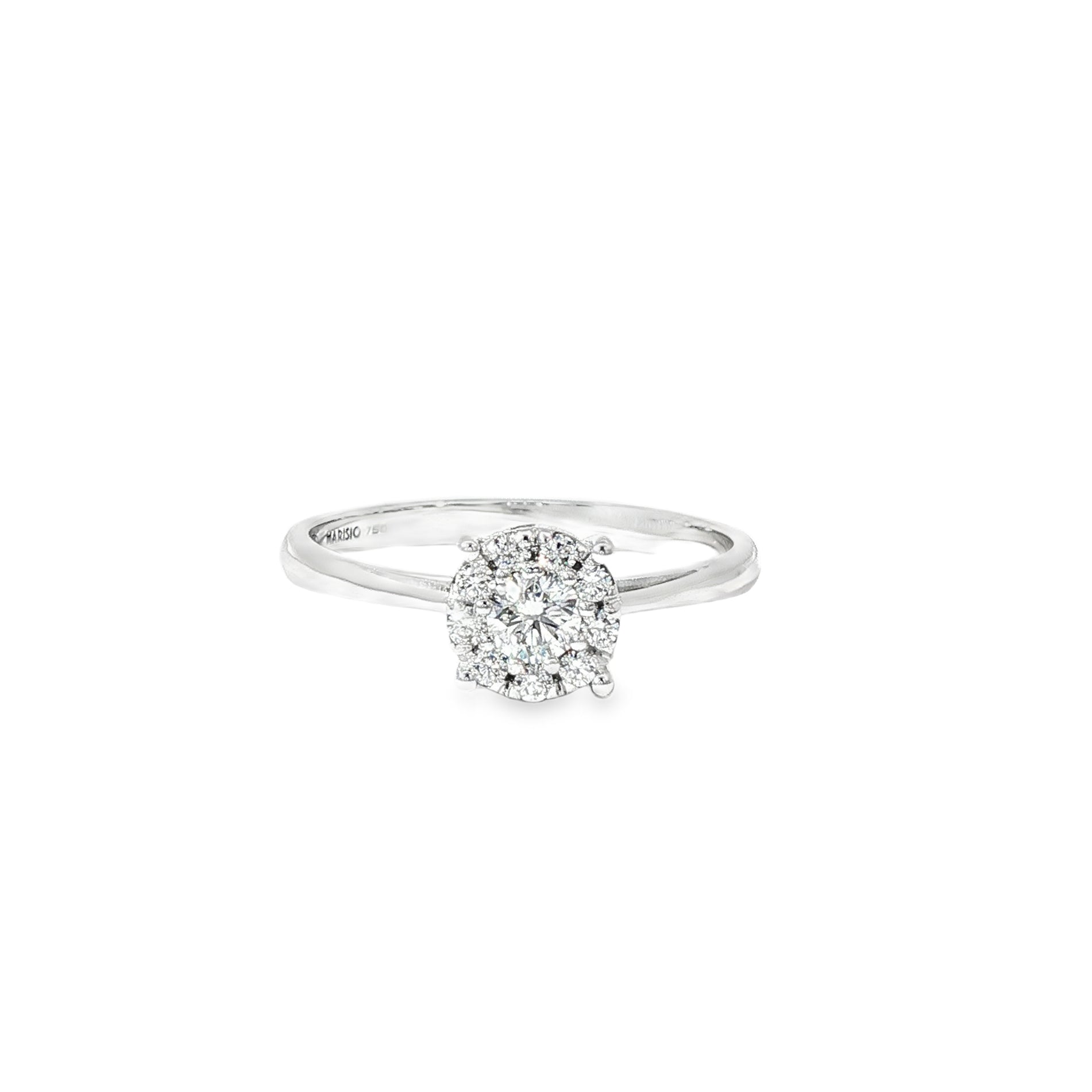 Anillo Halo de Oro Blanco 18K Diamantes de Laboratorio