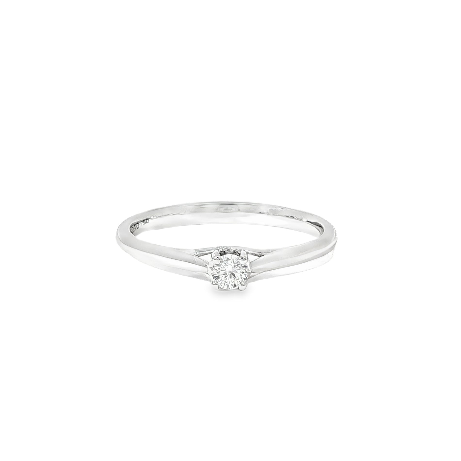 Anillo Solitario de Oro Blanco 18K Diamantes de Laboratorio