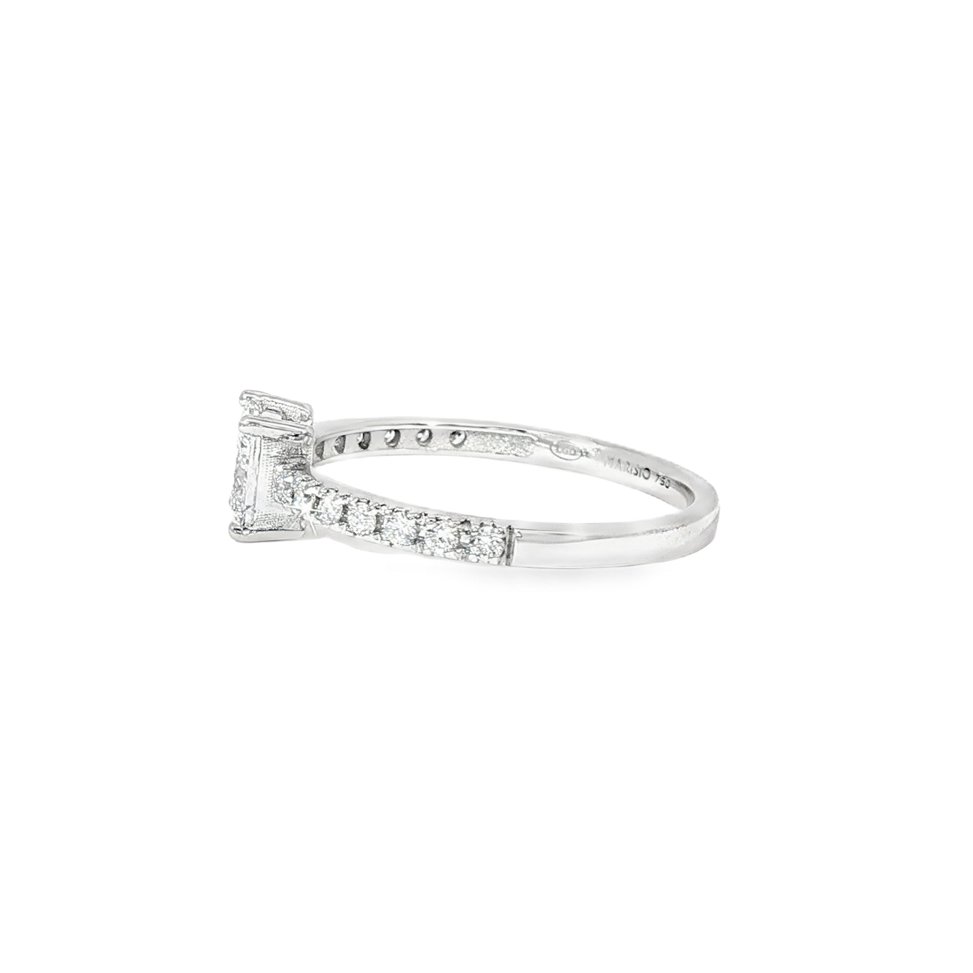 Anillo Solitario Corte Princesa de Oro Blanco 18K Diamantes de Laboratorio
