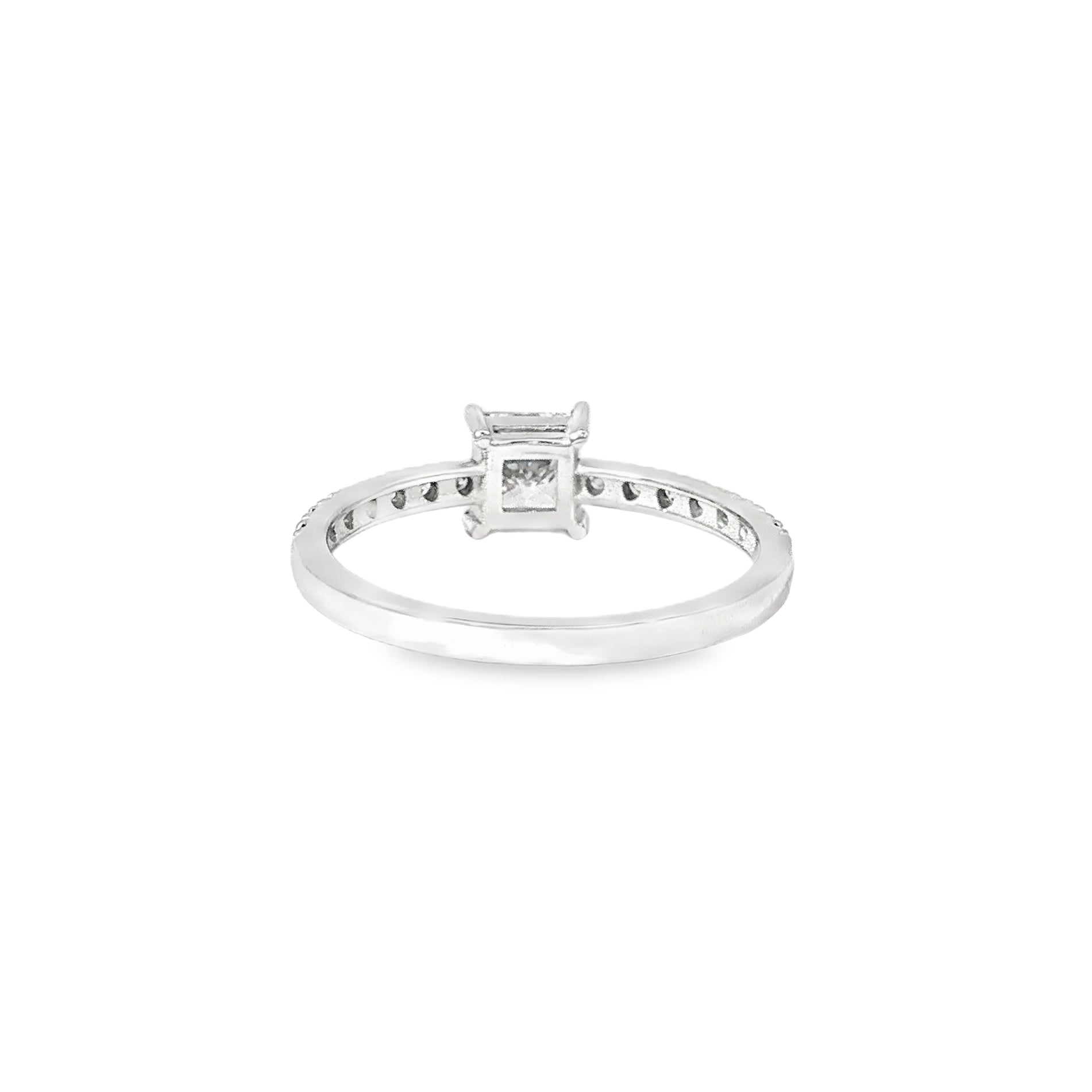 Anillo Solitario Corte Princesa de Oro Blanco 18K Diamantes de Laboratorio