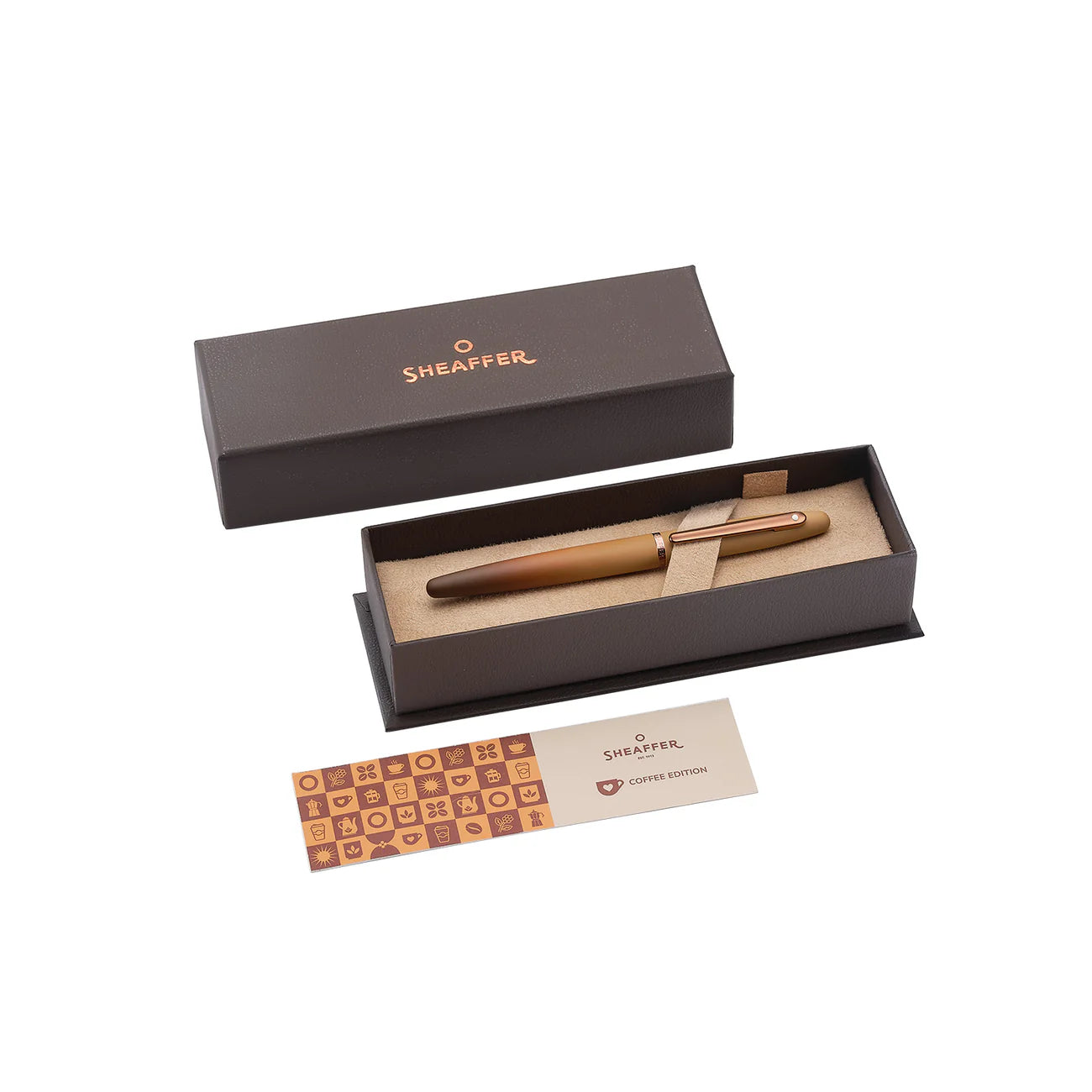 Pluma estilográfica Sheaffer® VFM 9428 Coffee Edition marrón mate con detalles en PVD marrón real