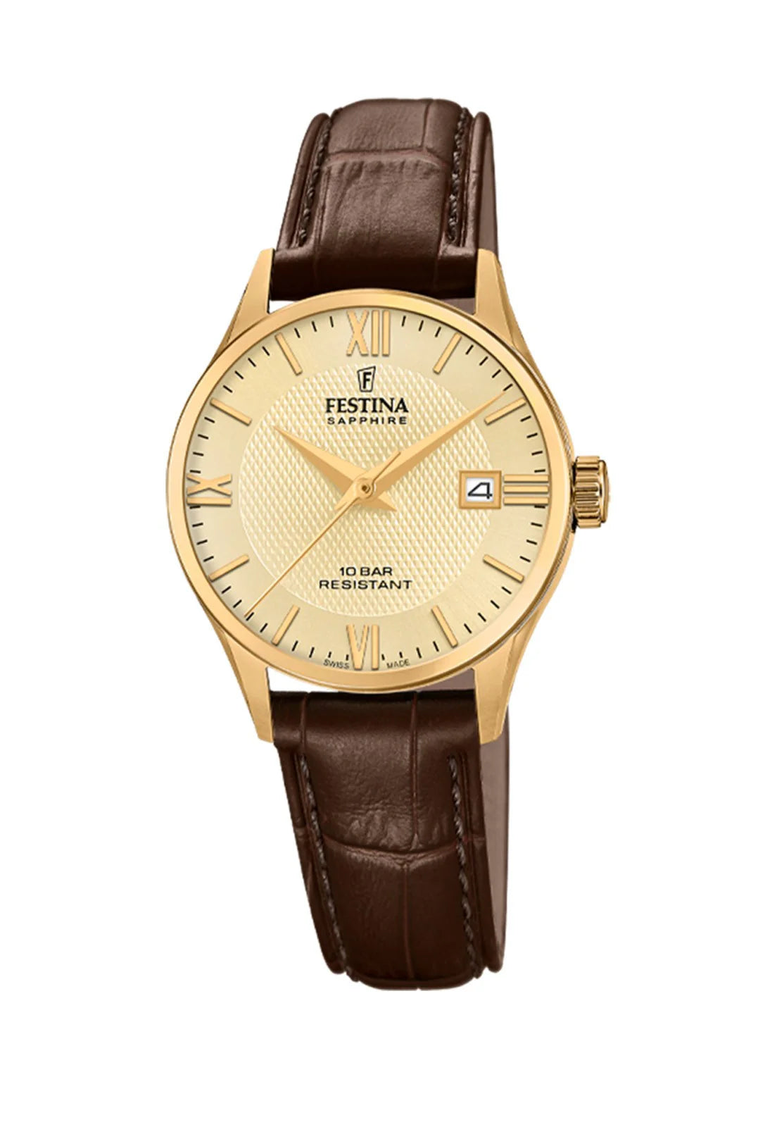 Reloj F20011/6 Festina Swiss Mujer Café Correa Clásico