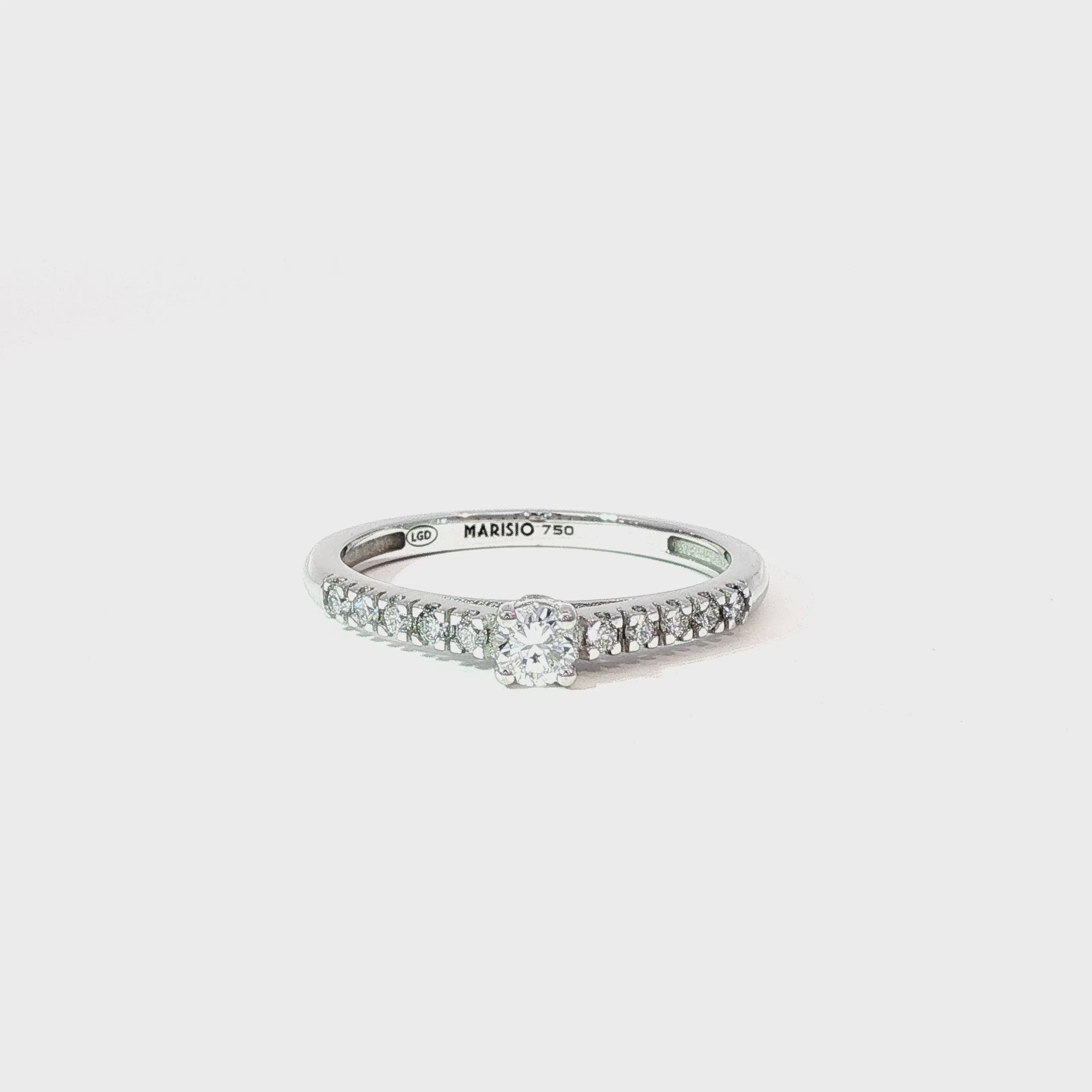 Anillo Solitario en Pavé de Oro Blanco 18K Diamantes de Laboratorio
