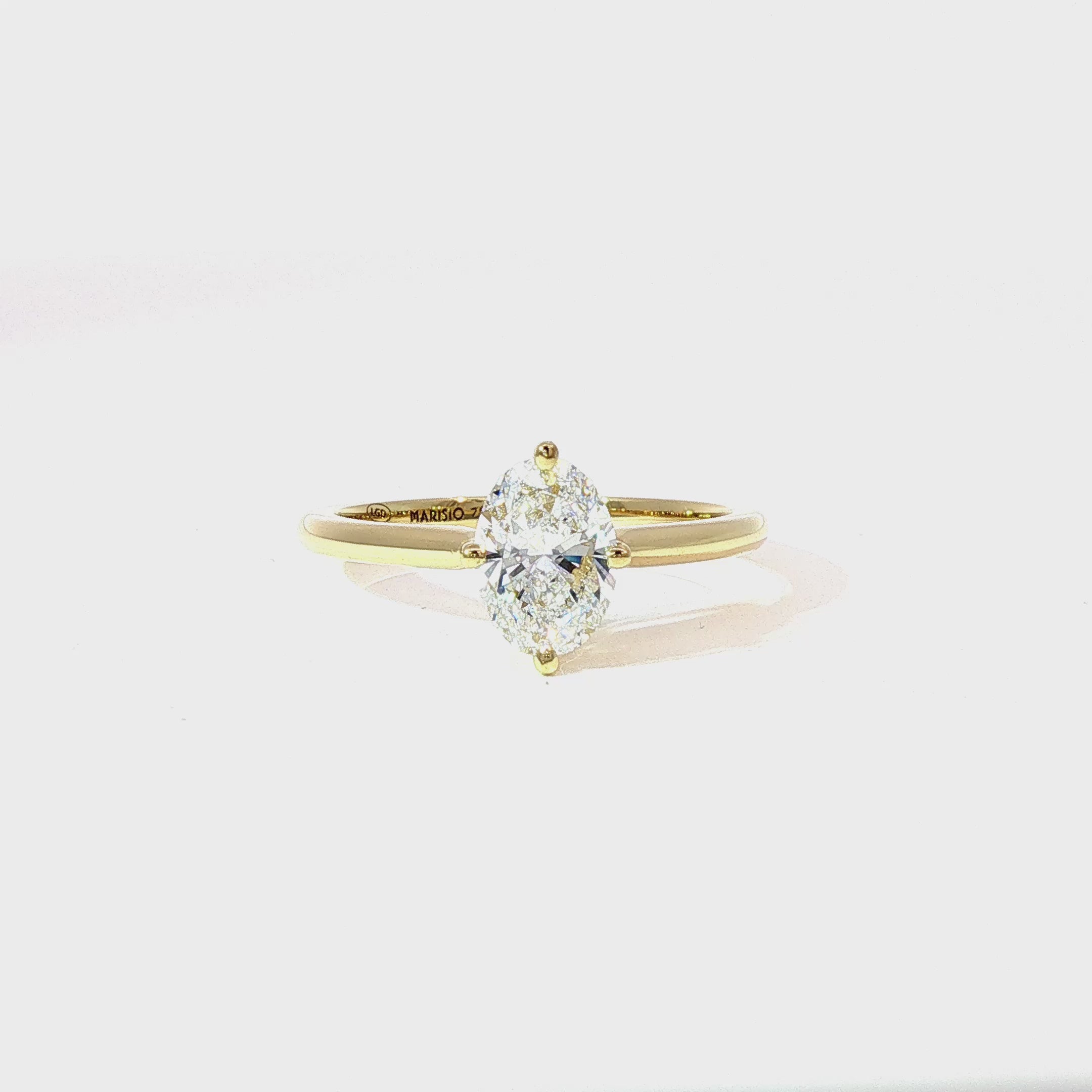Anillo Solitario Oval Oro Amarillo 18K Diamantes de Laboratorio
