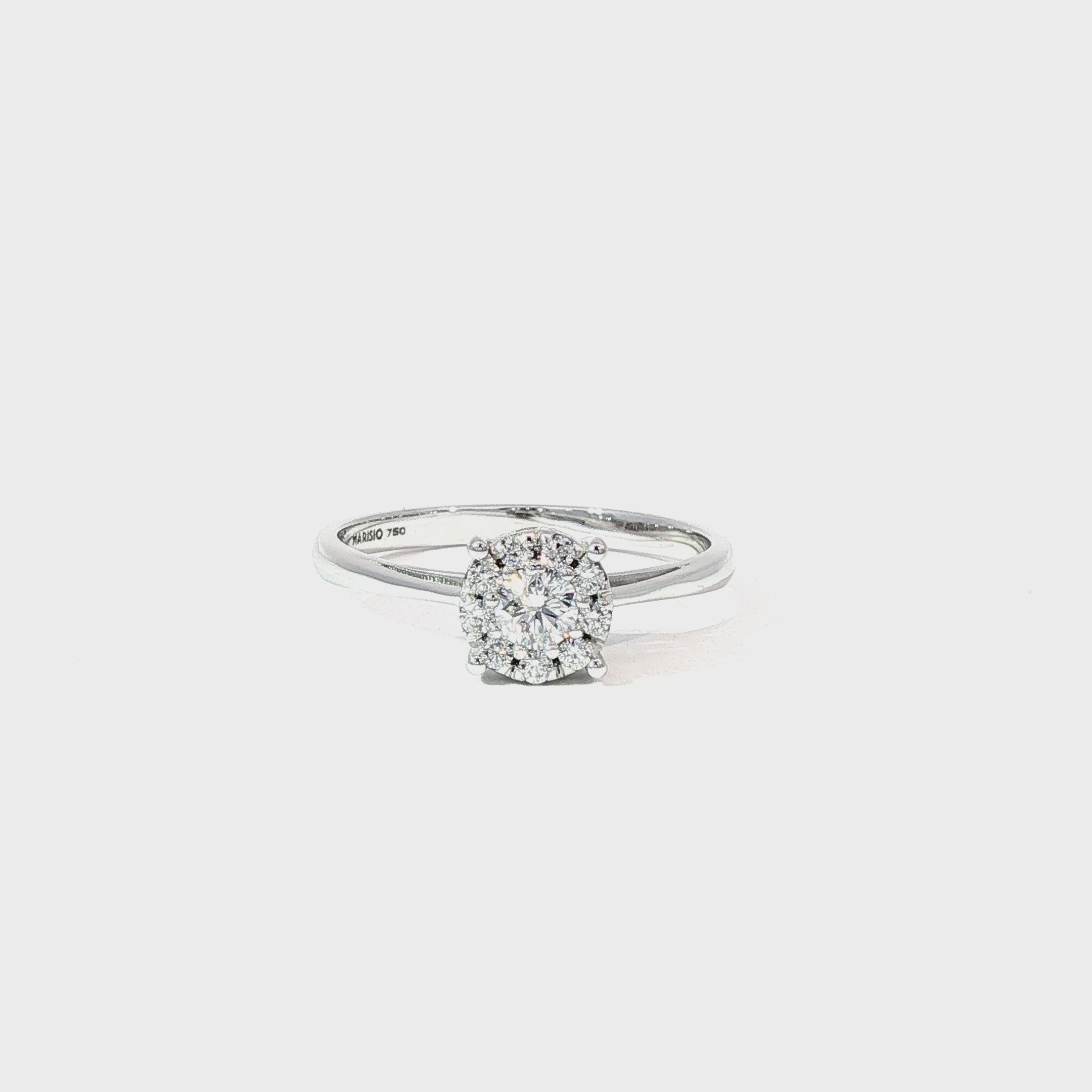 Anillo Halo de Oro Blanco 18K Diamantes de Laboratorio
