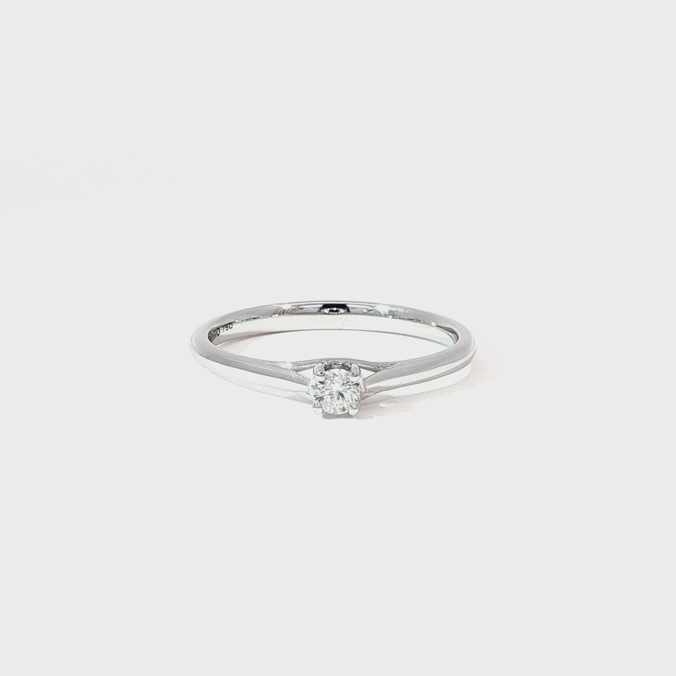 Anillo Solitario de Oro Blanco 18K Diamantes de Laboratorio