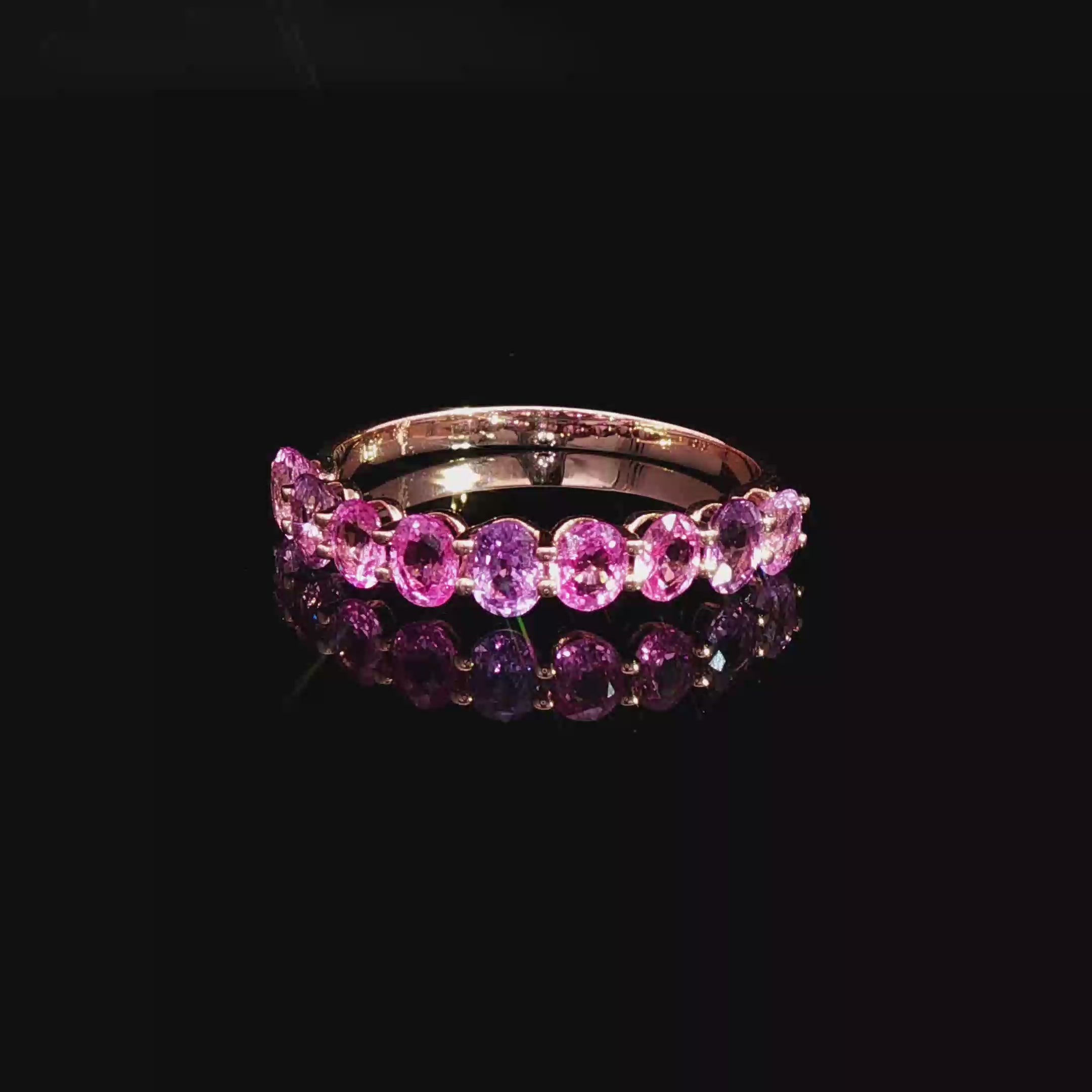 Anillo Oro Rosa 18K  Zafiros Pink