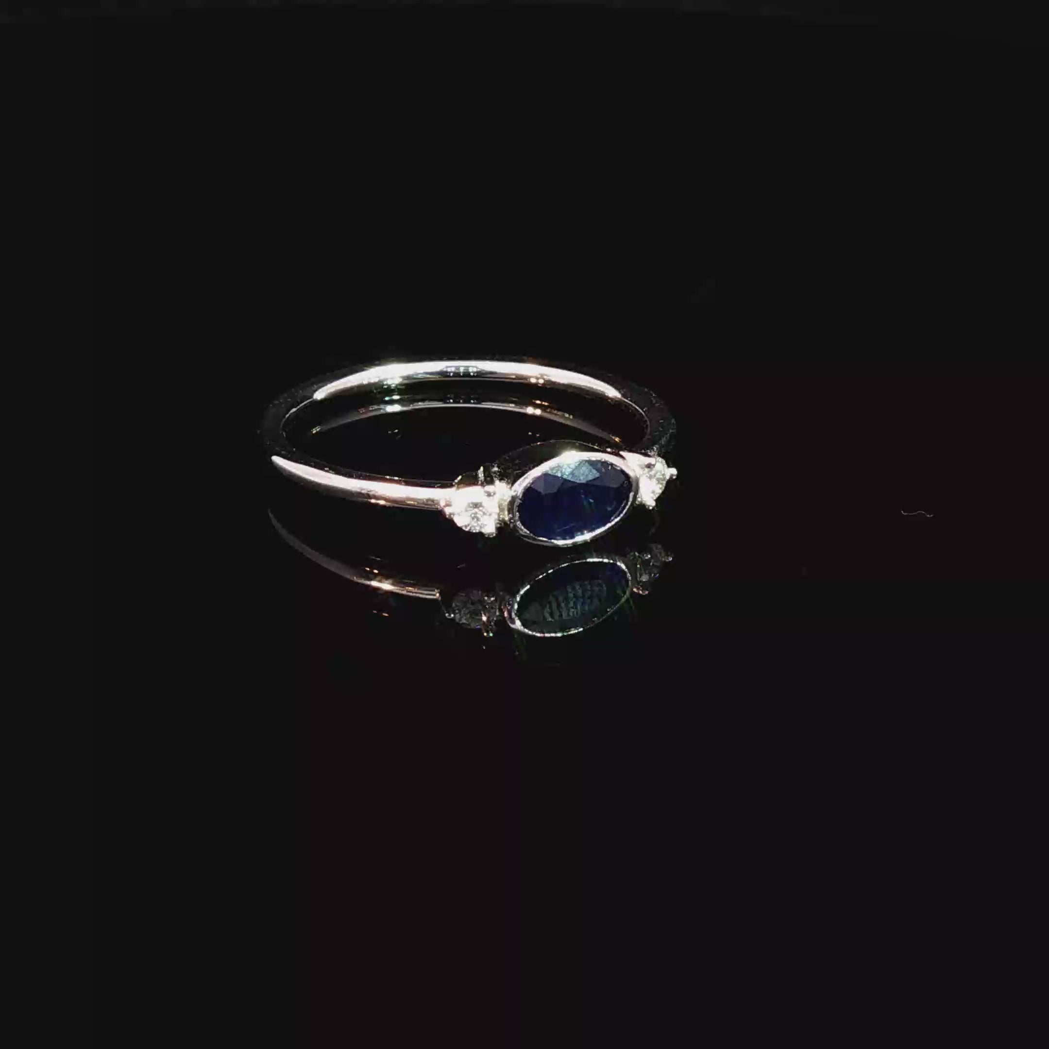 Anillo Platino Zafiro y Diamante