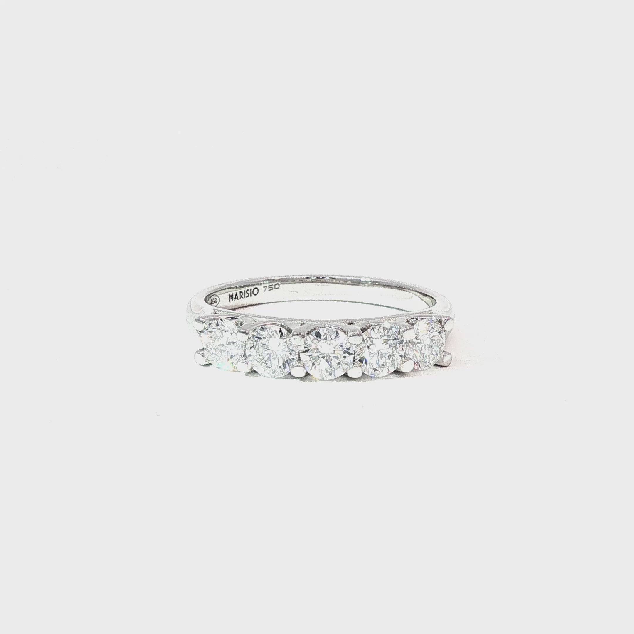Anillo Medio Cintillo de Oro Blanco 18K Diamantes de Laboratorio
