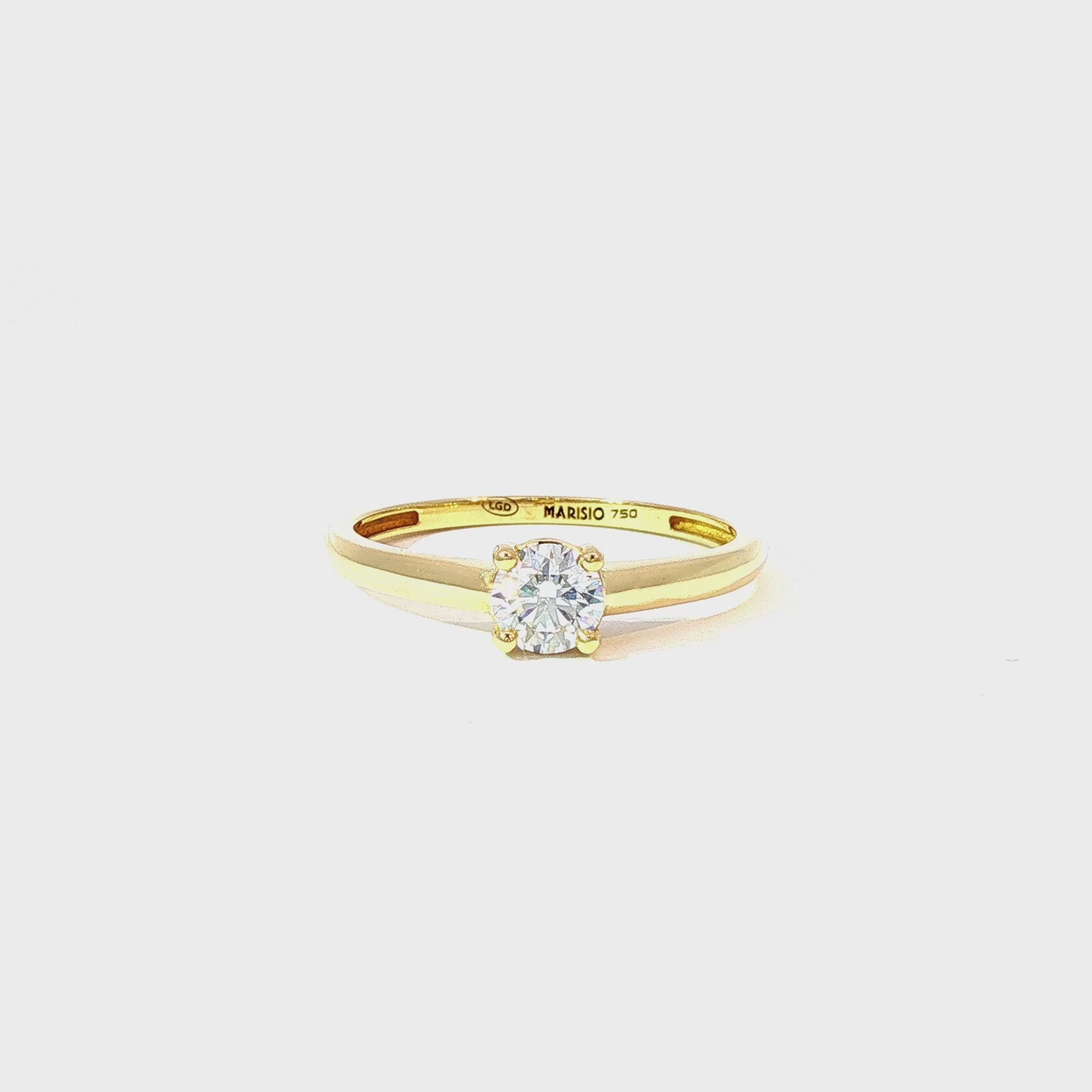 Anillo Solitario de Oro Amarillo 18K Diamantes de Laboratorio