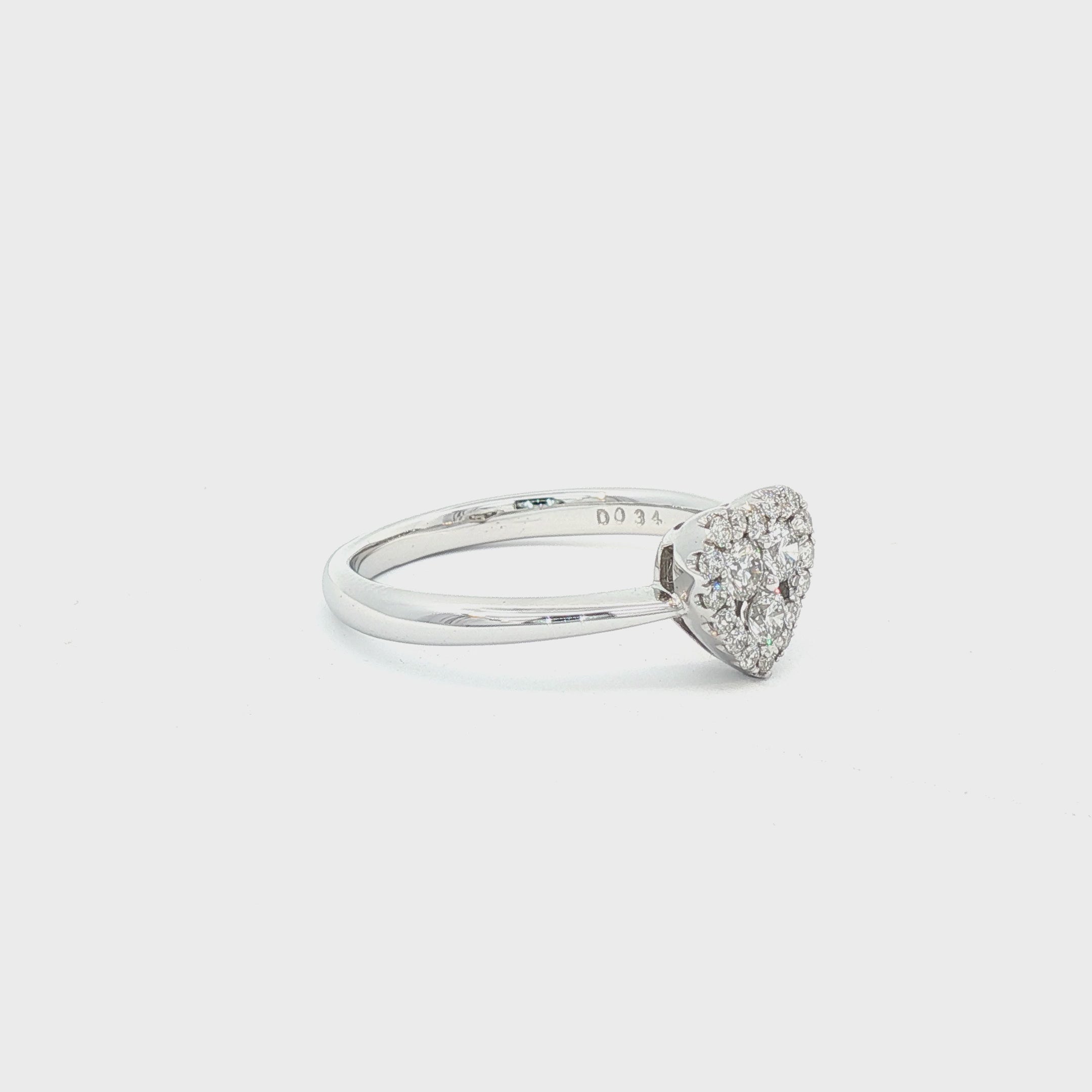 Anillo Corazón Diamante Oro Blanco 18K