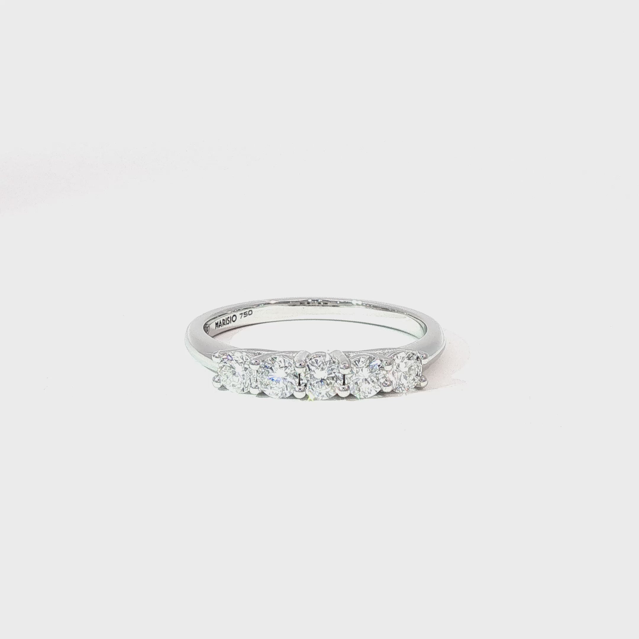 Anillo Medio Cintillo de Oro Blanco 18K Diamantes de Laboratorio