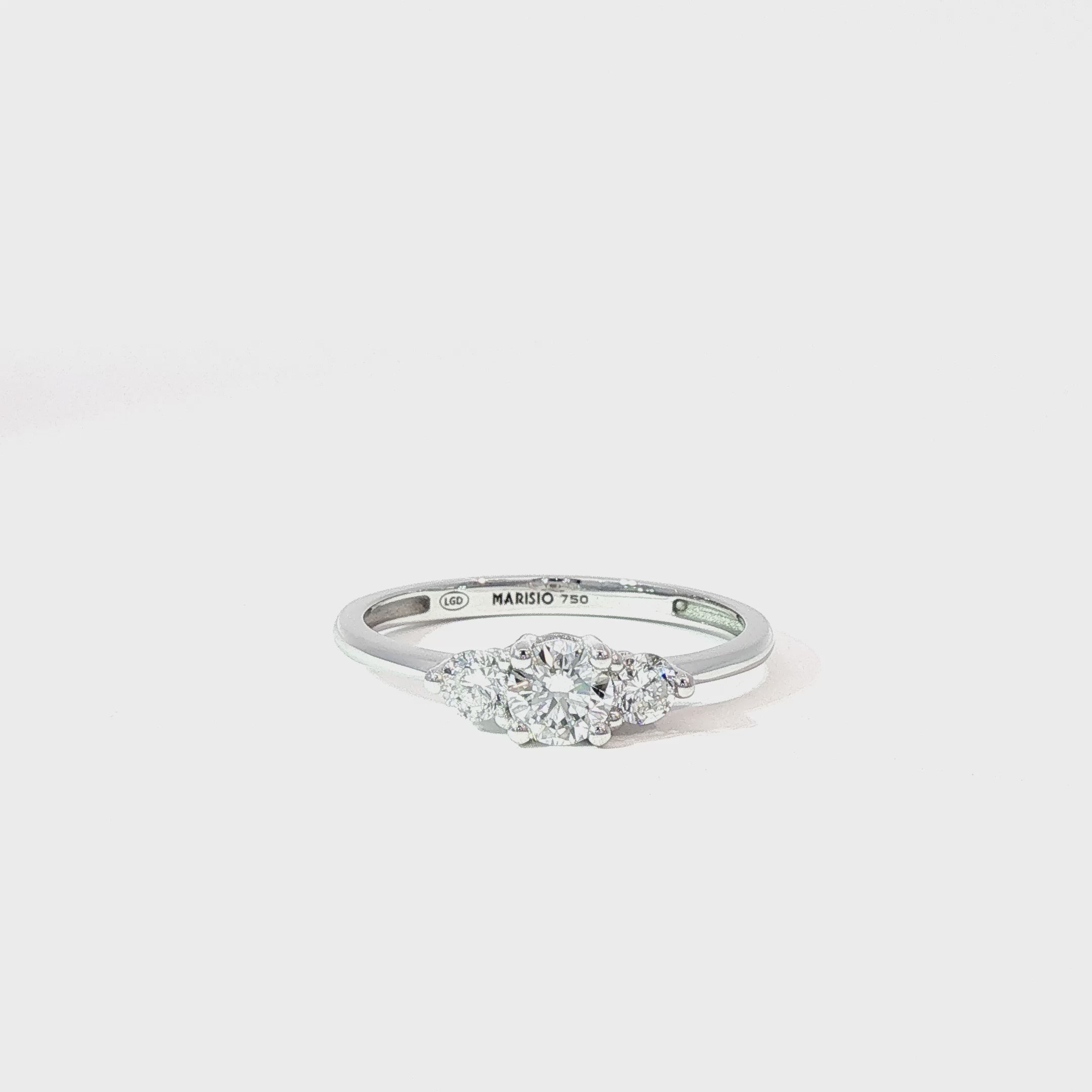 Anillo Tricillo de Oro Blanco 18K Diamantes de Laboratorio