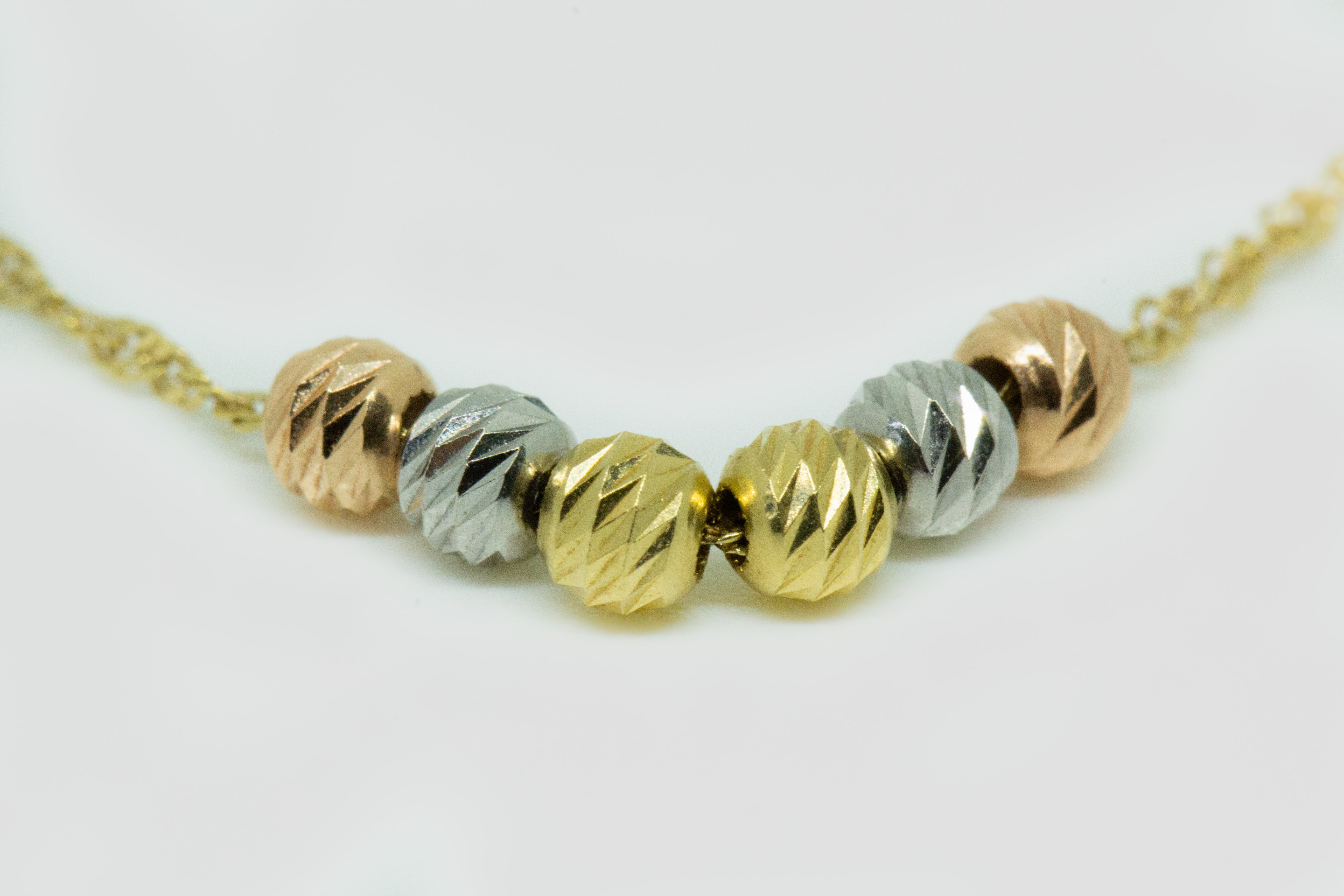 Collar Oro Amarillo 18K con colgantes tricolor de Oro Amarillo, Blanco y Rosa / A9515